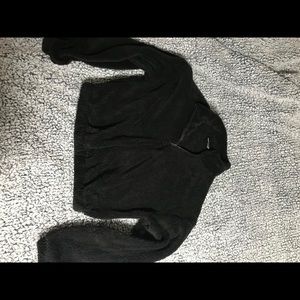 Black sherpa crop zip jacket